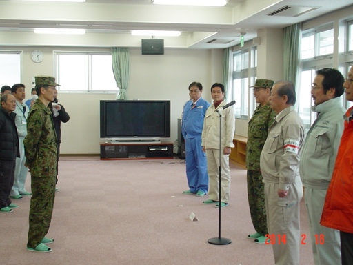 （写真：現地災害対策本部　災害派遣撤収式）