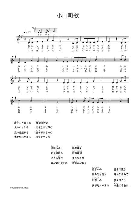 小山町歌_譜面