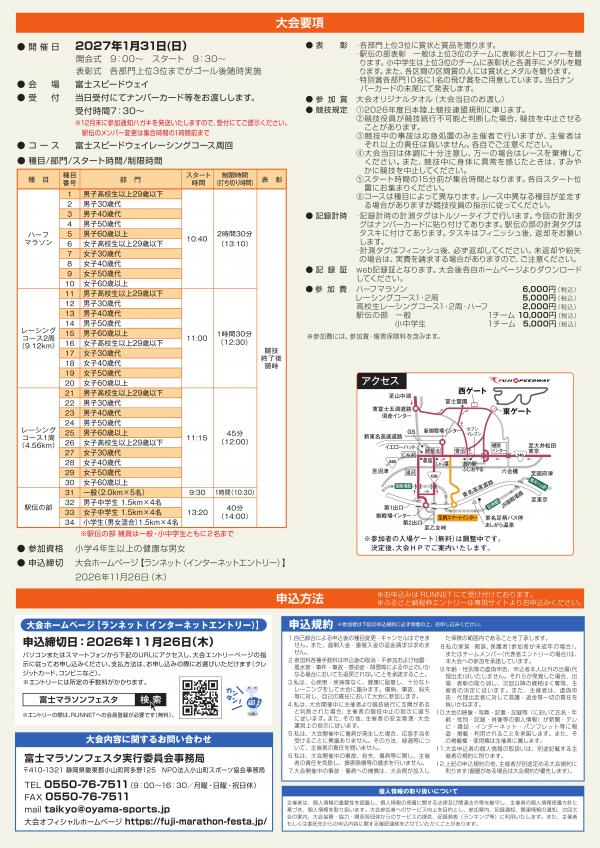 富士マラソンフェスタ2027チラシ裏
